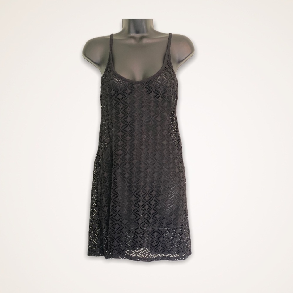 Xhilaration Black Crochet Swim Coverup